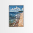 Sandy Beach Shoreline, Coastal Landscape Art, Nautical Decor, Ocean Painting, Seascape Wall Art, Beach House Art, Canvas Print