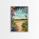Tropical Landscape, palm tree painting, botanical prints, coastal landscape art, Canvas Print, living room art, wabi sabi wall art