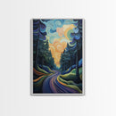 Fantasy Forest, pine tree art, forest at dusk painting, smoky mountain art, Canvas Print, moody art, tall skinny art, guest room art