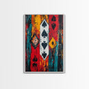 Playing Card Art, chicano art, bold abstract painting, moody art, graffiti wall art, framed canvas print, gift idea, rustic decor