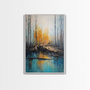 Forest at Dusk, Pine Tree Art, Landscape Painting, Moody Art, Rustic Decor, Nature Wall Art, Framed Canvas Print, Wabi Sabi Art