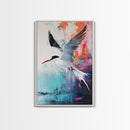Soaring Bird Framed Canvas Print Coastal Wall Art, Seabird Painting, Ocean Blue Decor, Modern Minimalist Art, Vibrant Nature Artwork