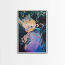 Tropical Reflections Framed Canvas Print Jungle River Wall Art, Boho Nature Decor, Vibrant Exotic Landscape, Relaxing Living Room Art