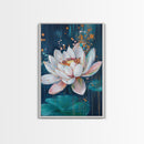 Lotus Flower Canvas Print Zen Wall Art Spiritual Meditation Decor Feminine Botanical Painting Bedroom Bathroom Boho Gift