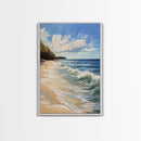 Beach Waves, Coastal Landscape Art, Nautical Wall Art, Above Bed Wall Art, Nautical Decor, Extra Wide Art, Framed Canvas Print