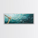 Ocean Rope Waves Canvas Print Nautical Wall Art Beach House Decor Coastal Blue Artwork Framed Seascape Living Room Wall Art