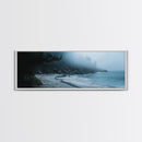 Foggy Beach Framed Canvas Print Moody Coastal Wall Art, Ocean Mist Seascape, Minimalist Nature Print, Tranquil Living Room Decor