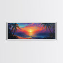 Tropical Sunset Paradise Framed Canvas Print Vibrant Beach Wall Art Palm Tree Coastal Decor Living Room Bedroom Gift Idea