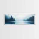 Misty Lake Forest Art, Moody Nature Painting, Blue Foggy Landscape, Tranquil Cabin Decor, Scandinavian Wall Art, Bedroom Art