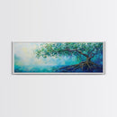 Mystical Tree Art Canvas Print Blue Abstract Nature Wall Decor Dreamy Coastal Artwork Living Room or Bedroom Accent Minimalist Boho