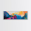 Colorful Mountain Reflections Canvas Print - Abstract Nature Wall Art, Vibrant Sunset Painting, Home Decor, Bold Artistic Statement
