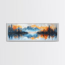 Reflective Lake Canvas Print Serene Mountain Art, Tranquil Water Painting, Fall Nature Wall Decor, Rustic Artwork, Large Wall Art