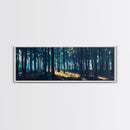 Enchanted Forest Art Framed Canvas Print - Dark Moody Woodland Painting, Nature Wall Art, Mystical Trees, Living Room Aesthetic