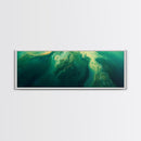 Green Abstract Swirl Framed Canvas Print - Modern Minimalist Wall Art, Deep Emerald Painting, Living Room Decor, Office Artwork