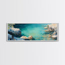 Turquoise Water Cove Framed Canvas Print Coastal Wall Art, Modern Beach Artwork, Ocean Decor, Minimalist Seascape Painting, Bedroom Art