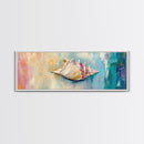 Textured Seashell Framed Canvas Print Beach House Decor, Coastal Wall Art, Pastel Ocean Painting, Nautical Theme, Home Decor