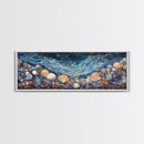 Seashell Beach Framed Canvas Print Coastal Wall Art, Ocean Inspired Artwork, Textured Nautical Painting, Tropical Home Decor