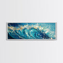 Ocean Wave, Blue Coastal Wall Art, Water Splash Painting, Beach House Decor, Canvas Print, Nautical Style, Bathroom Artwork
