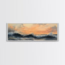 Stormy Ocean, Dramatic Sea Painting, Moody Coastal Wall Art, Nautical Decor, Canvas Print, Sunset Waves, Living Room Artwork