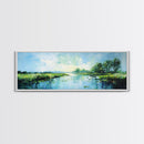 Tranquil, Marshland, Reflection, Nature, Framed Canvas Print, Living Room Wall Art, Impressionist Art, Serene Water Scene