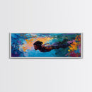 Underwater, Swimmer, Colorful, Abstract, Canvas Print, Vibrant Art, Living Room Decor, Ocean Wall Art, Modern Painting
