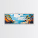 Golden Coast Sunset Framed Canvas Print Bold Landscape Painting, Seaside Scene, Impressionist Coastal Wall Art, Living Room Decor