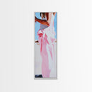 Feminine Dress Art, Elegant Fashion Print, Pastel Aesthetic, Framed Canvas Print, Chic Home Decor, Bedroom Wall Art, Minimalist Style