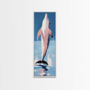 Leaping Dolphin, Ocean Wildlife, Canvas Print, Beach House Wall Art, Blue Coastal Aesthetic, Marine Life Art, Living Room Decor