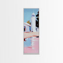 White Lighthouse, Nautical Art, Coastal Home Decor, Maritime Seascape, Soft Pastel Landscape, Relaxing Atmosphere, Framed Canvas Print