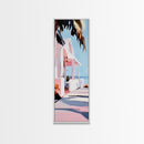 Beach House, Oceanfront Living, Coastal Home, Framed Canvas Print, Tropical Wall Art, Soft Pastel Aesthetic, Living Room Wall Art