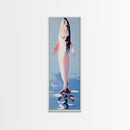 Fish, Water, Minimalist Art, Ocean, Coastal Decor, Marine Life, Blue, White, Kitchen Wall Art, Framed Canvas Print