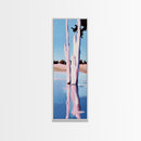 Pink Trees, Lake Reflection, Minimalist Nature, Calm Water Scene, Soft Pastel Wall Art, Tranquil Framed Canvas Print, Zen Home Decor
