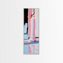 Abstract Chess Piece, Modern Art, Pink and White Decor, Framed Canvas Print, Bold Minimalist, Statement Piece, Office Wall Art