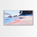 Misty Beach, Tranquil Ocean Scene, Soft Coastal Aesthetic, Framed Canvas Print, Minimalist Seascape, Relaxing Home Wall Decor