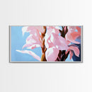 Pink Flowers, Floral Art, Nature Painting, Canvas Print, Spring Wall Decor, Botanical Artwork, Bedroom Decor, Minimalist Pastel Painting