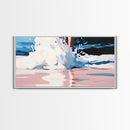 Ocean Waves Splash, Coastal Surf Print, Dynamic Beach Wall Art, Nautical Seaside Decor, Modern Blue Aesthetic, Bathroom Canvas Print