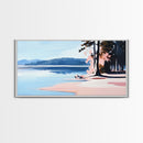 Sandy Shore, Coastal Landscape, Ocean Serenity, Nature Wall Art, Beach Vibes, Nautical Home, Modern Abstract, Framed Canvas Print