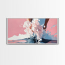 Splashing Water, Abstract Ocean Art, Pink Blue Aesthetic, Coastal Wall Decor, Modern Minimalist, Living Room Art, Canvas Print