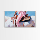 Western Rider, Cowgirl Art, Equestrian Wall Decor, Rustic Country Aesthetic, Pink and White Painting, Ranch Home Decor, Framed Canvas Print