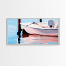 Sailboat Tranquility, Nautical Art, Minimalist Boho, Blue Coastal Decor, Calm Water Reflection, Serene Aesthetic, Canvas Print, Entryway