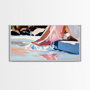 Relaxing Moment, Coastal Serenity Art, Minimalist Beach Painting, Soft Pastel Tones, Feminine Boho Decor, Ocean Aesthetic, Canvas Print