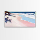 Ocean Waves, Coastal Retreat, Sandy Shore, Seaside Serenity, Framed Canvas Print, Beach House Decor, Living Room Wall Art, Nautical Theme