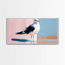 Seagull, Coastal, Nautical, Canvas Print, Beach House Wall Art, Nature Inspired, Minimalist Bird Painting, Oceanfront Home Decor