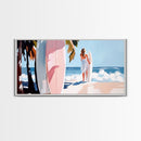 Surfer Girl, Coastal Art, Framed Canvas Print, Beach Wall Decor, Tropical Aesthetic, Ocean Painting, Summer Vibes, Modern Home Art