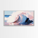 Wave Curl, Ocean Surf, Framed Canvas Print, Coastal Wall Art, Surfer Aesthetic, Beach House Decor, Minimalist Seascape