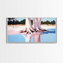 Cypress Reflection, Nature Art, Framed Canvas Print, Landscape Wall Decor, Modern Home Aesthetic, Boho Forest Painting