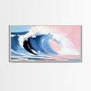 Ocean Wave, Surf Art, Framed Canvas Print, Coastal Decor, Beach House Wall Art, Pastel Seascape, Modern Home Aesthetic