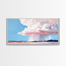 Rainstorm Horizon, Sky Art, Framed Canvas Print, Nature Wall Decor, Dreamy Landscape, Pastel Cloud Painting, Modern Home Vibes
