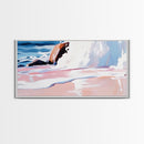 Rocky Shore, Wave Crash, Framed Canvas Print, Coastal Wall Art, Beach House Decor, Serene Seascape, Modern Ocean Painting