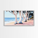 Eucalyptus Grove, Coastal Path, Sunlit Trees, Relaxing Beach Scene, Natural Beauty, Soft Pastel Tones, Modern Home, Canvas Print